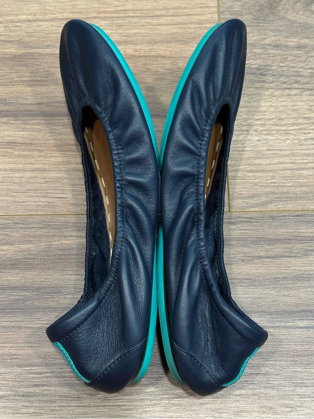 Tieks by Gavrieli Leather Foldable Ballet Flats Teal Soles in Navy Blue Size 9 - Picture 7 of 10
